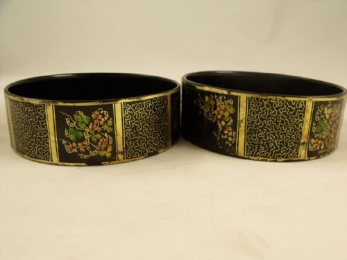 Pair of 19th Century Papier Mache Coasters
