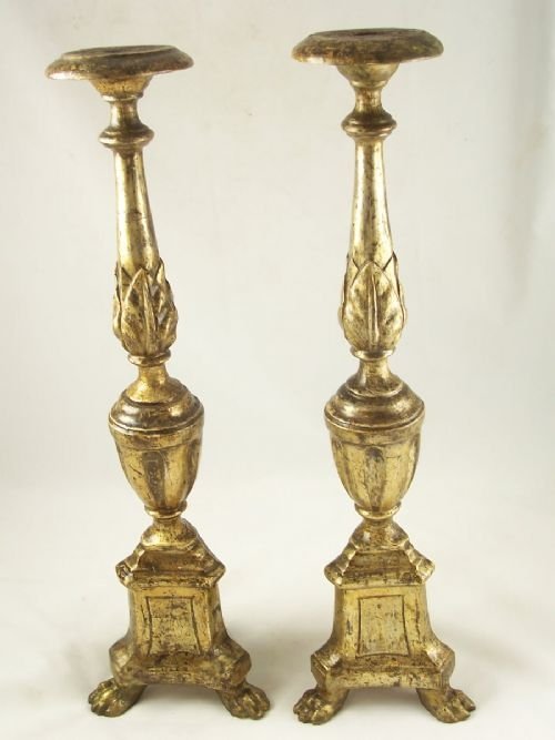 Pair of 19th C Gilt Candlesticks