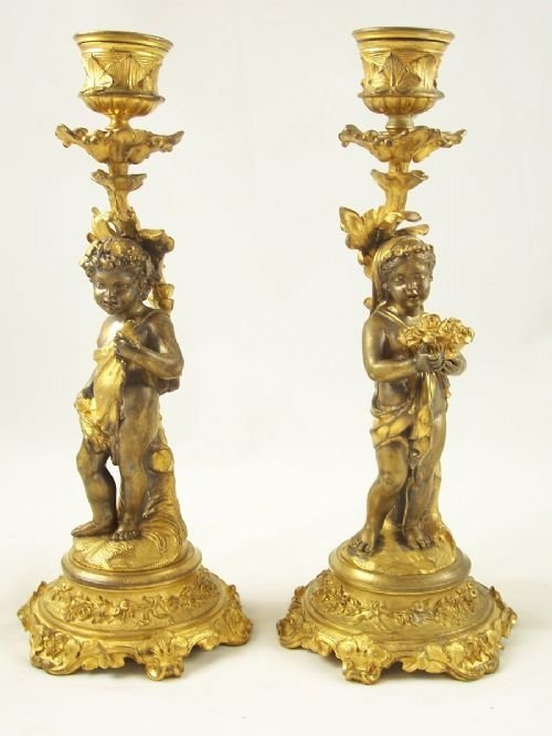 Pair of Mid 19th C Ormolu Candlesticks
