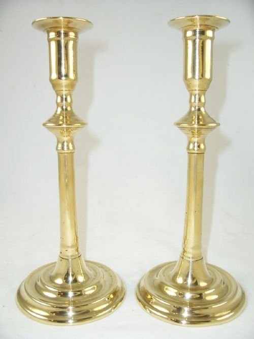 Pair of Late 18th C Brass Candlesticks