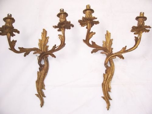 Pair of 19th C Gilt Wall Sconces