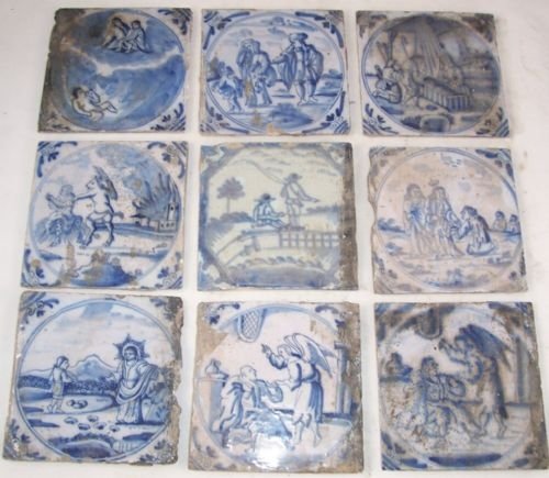 Collection of 18th C Delft Tiles