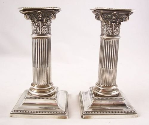 Pair of 19th C Silver Candlesticks