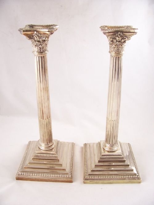 Pair of Large Silver Plated Candlesticks