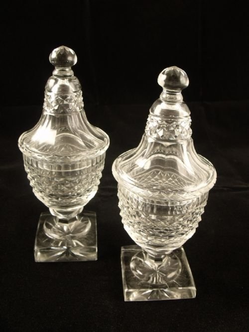 A Pair of 19th C Glass Bon Bon Vases