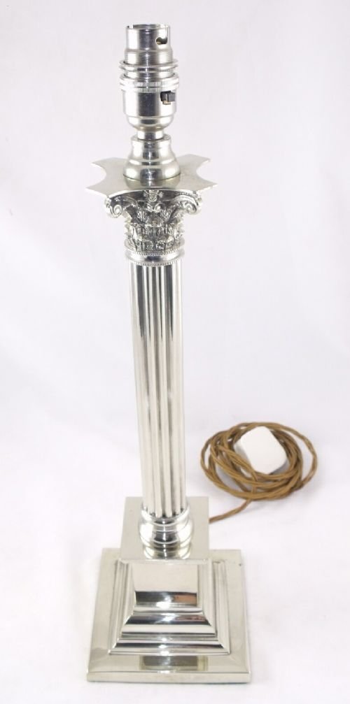 19th C Silver Plated Lamp Base