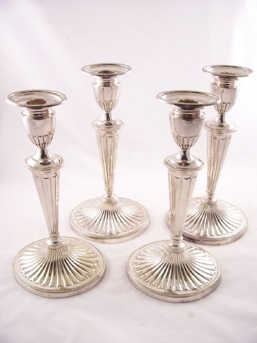 Set of Four Silver Plated Candlesticks