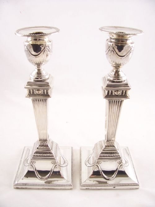 Pair of 19th C Silver Candlesticks