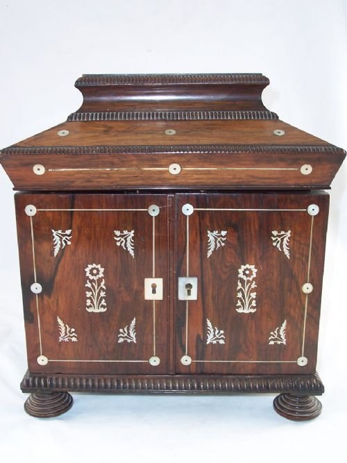 19th C Rosewood and Mother of Pearl Inlaid Work Box