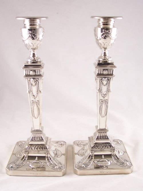 Pair of Late 19th C Silver Plated Candlesticks