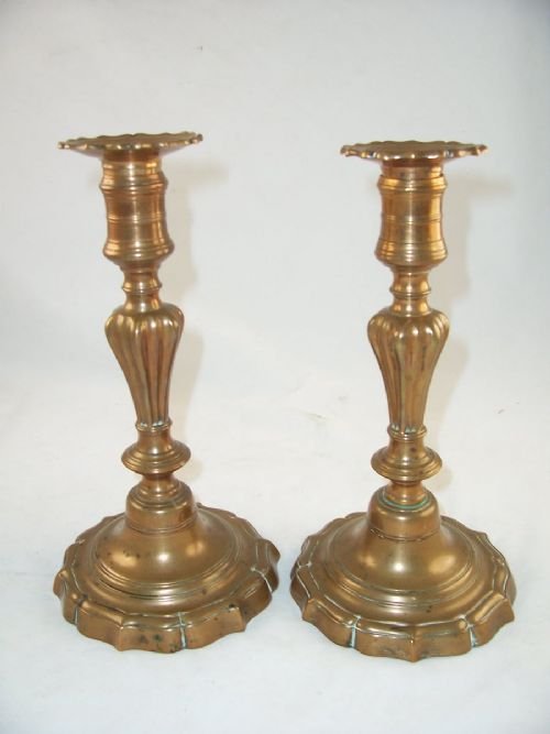 Pair of 18th C Gun Metal Candlesticks