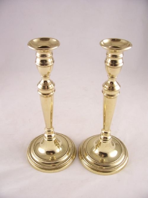 Pair of Late 18th C Brass Candlesticks