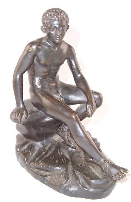 19th C Classical  Bronze of Mercury Resting