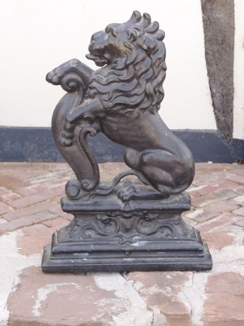 19th C Cast Iron Lion Door Stop