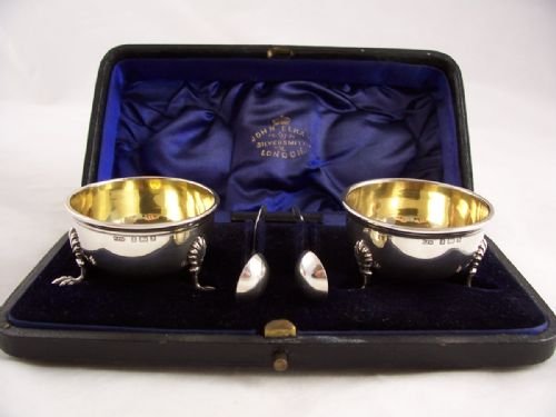 Boxed Set of Silver Salts and Spoons