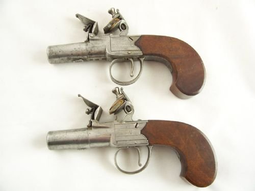 Pair of George III Flintlock Boxlock Pocket Pistols