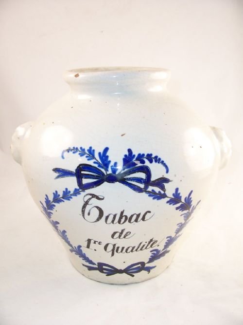 Large 19th C Delft Tobacco Jar