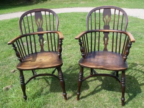Pair of George III Oak Wndsor Armchairs