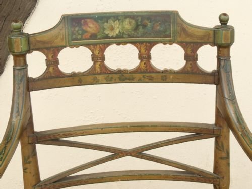 Early 19th C Decorated Arm Chair