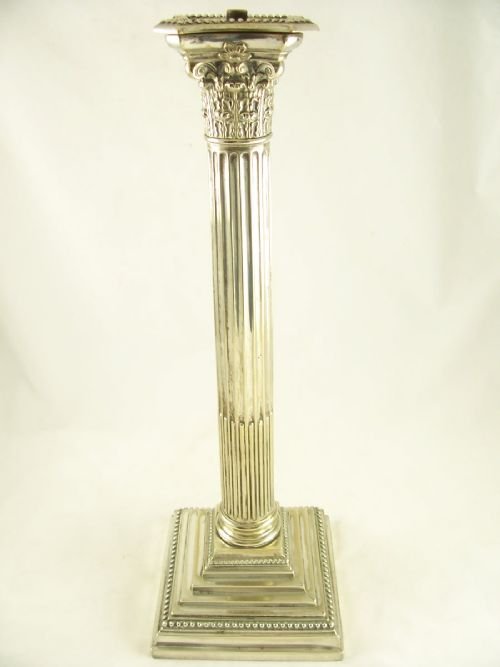 19th C Silver Plated Lamp Base