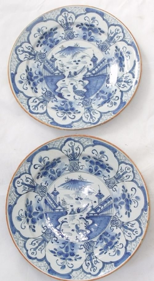 Pair of 18th C Delft Plates