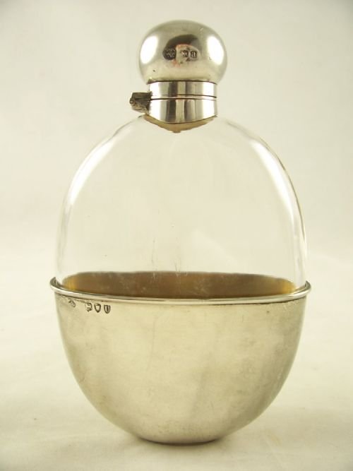 Late 19th C Silver Hip Flask