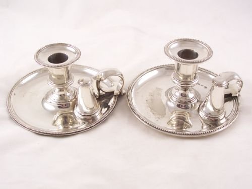 Pair of 19th C Silverplated Chambersticks - Elkington & Co