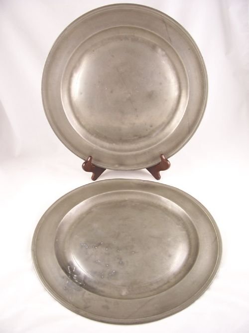 Pair of Mid 18th C Pewter Chargers - Rush & Perkins
