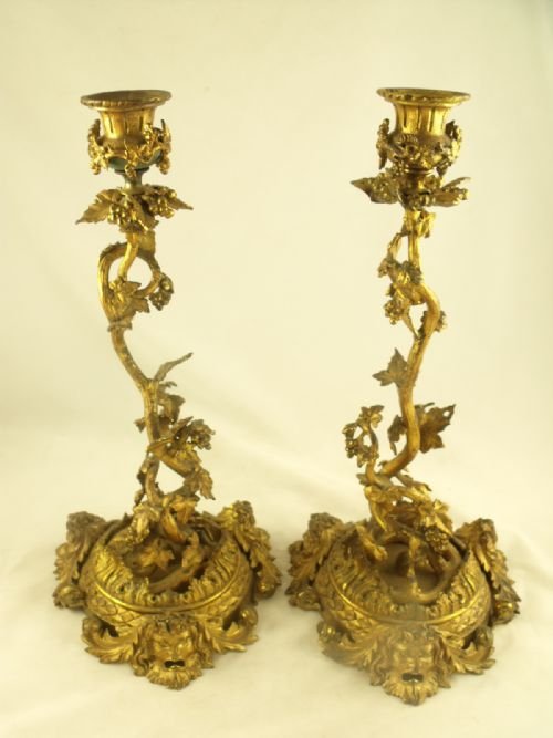 Pair of Early 19th C Ormalu Candlesticks
