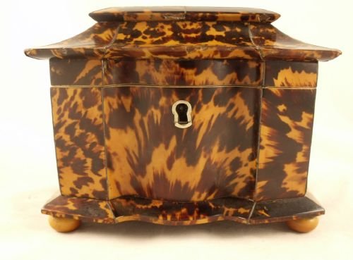 19th C Tortoiseshell Tea Caddy
