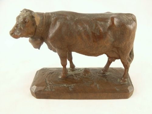 Late 19th C Black Forest Figure of a Cow