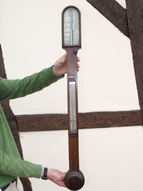 Mid-19th C Walnut Stick Barometer