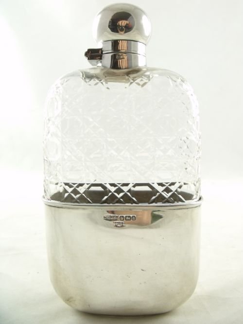 Late 19th C Silver Hip Flask