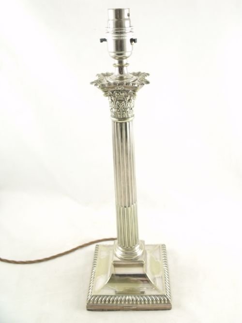 Late 19th C Silver Plated Lamp Base