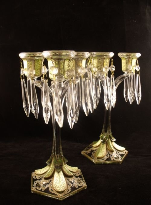 Pair of Glass Candelabra