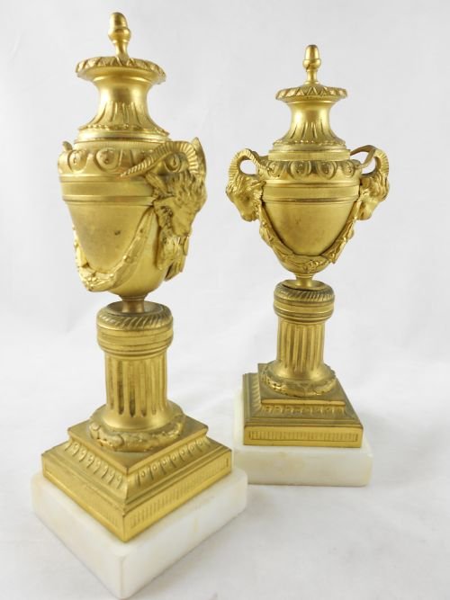 Pair of Regency Ormolu and Marble Cassolettes
