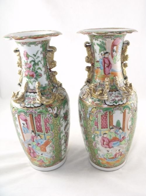 Pair of 19th C Cantonese Vases