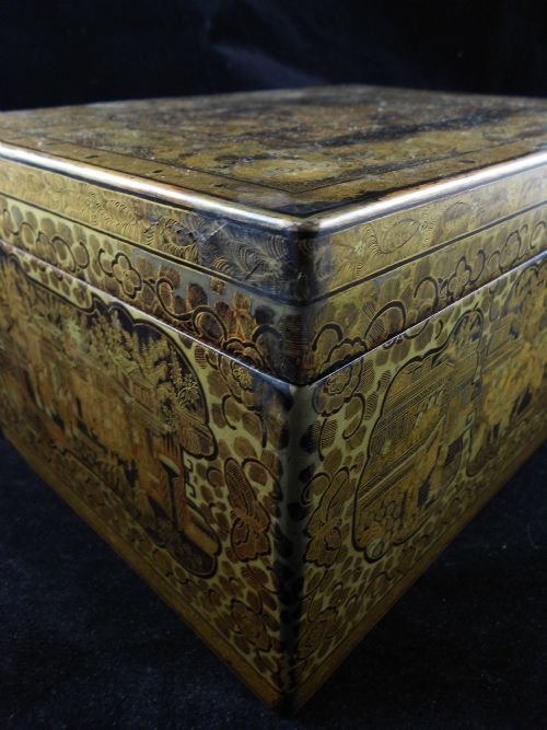 19th C Lacquered Tea Caddy