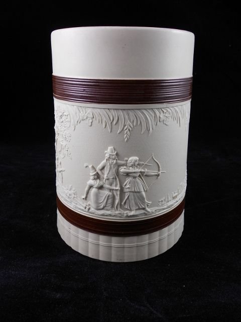 fig 1. Early 19th C Quart Mug with Archery Scene