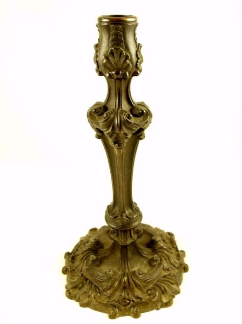 18th C Bronze Rococo Candlestick
