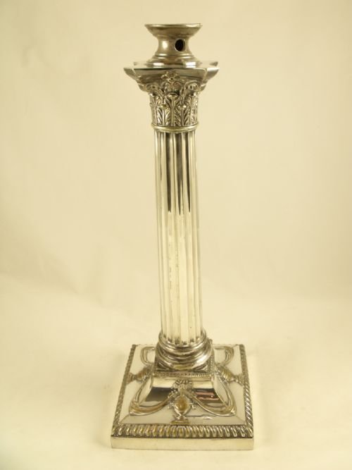 19th C Silver Plated Lamp Base