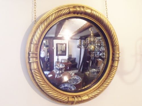 19th C Gilt Convex Mirror