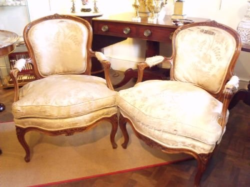 Pair of Walnut Open Armchairs