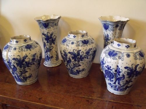 18th C Delft Garniture Set