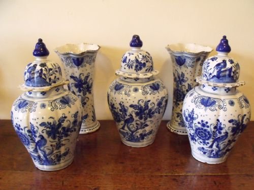 fig 1. 18th C Delft Garniture Set