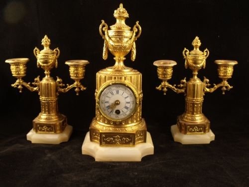 Gilt Clock Garniture Set