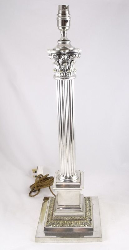 19th C Silver Plated Lamp Base