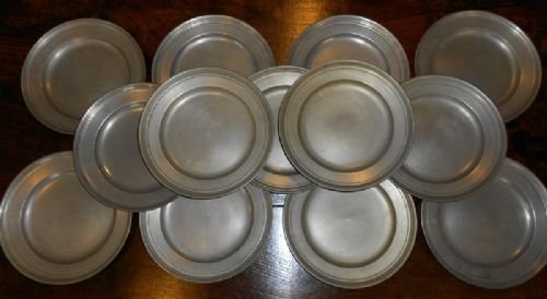 Set of Thirteen 18th C Flemish Pewter Plates