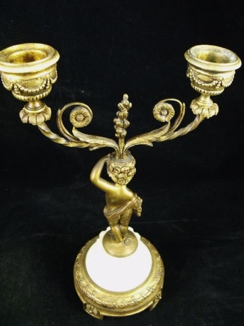 fig 1. Pair of Gilt Brass and Marble Candlesticks