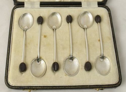 Set of Silver Coffee Bean Spoons